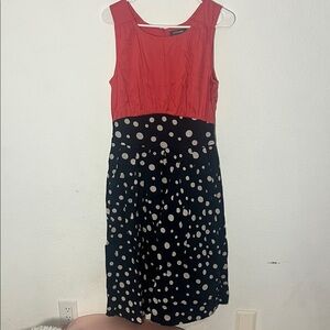 Elegant Red and Black Polka Dot Midi Dress